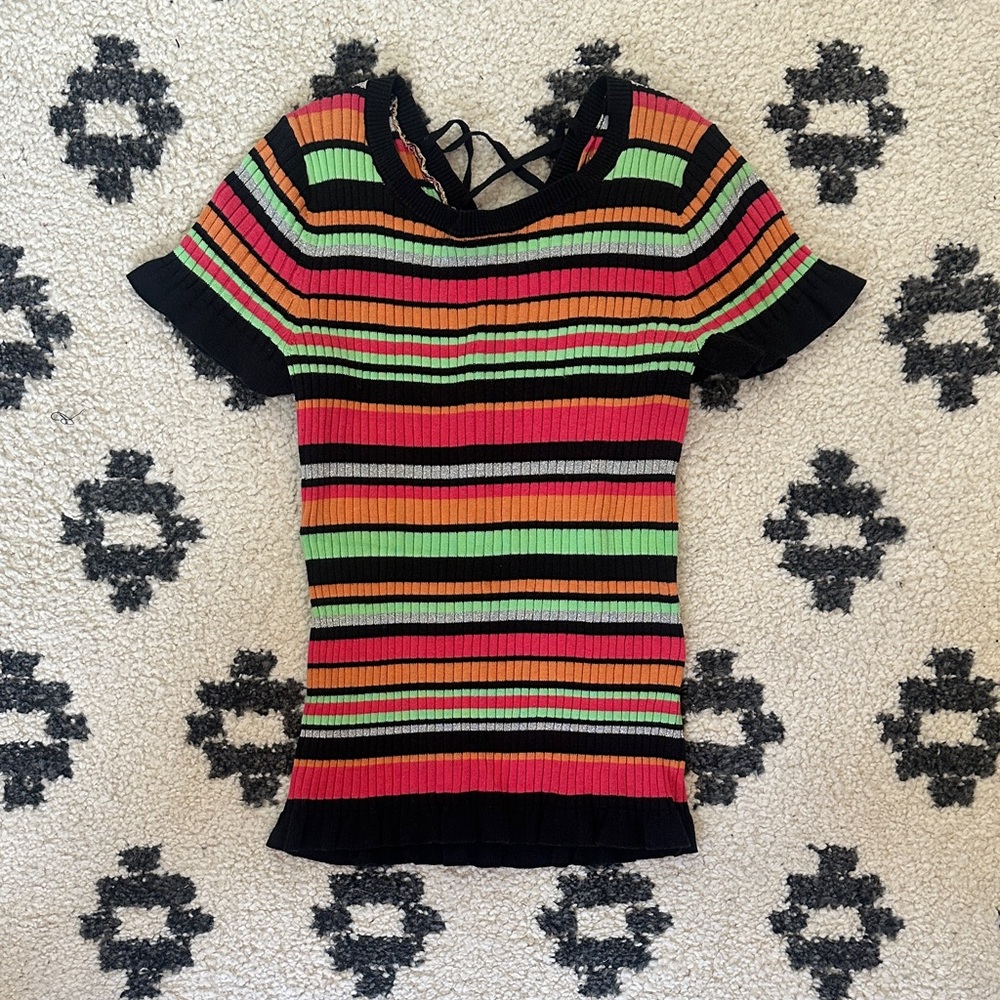 Hysteric Glamour Multicolor Striped Short Sleeve Top